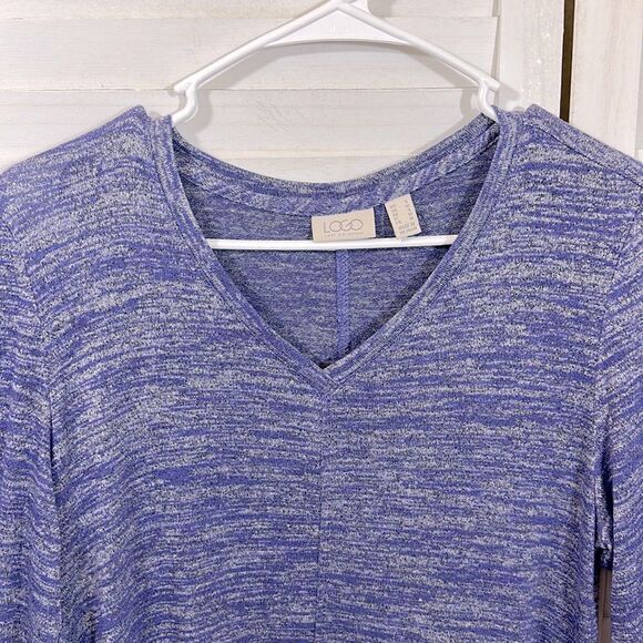 LOGO By Lori Goldstein Tunic Size Small Purple Long Sleeves Knit - Picture 5 of 13